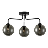 Feya 3 Light Semi Flush Ceiling Light Matt Black Smoked Glass dar lighting